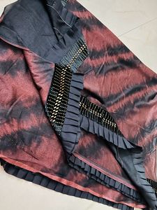 Beautiful Mirror Dazzle Work Saree For Party Use