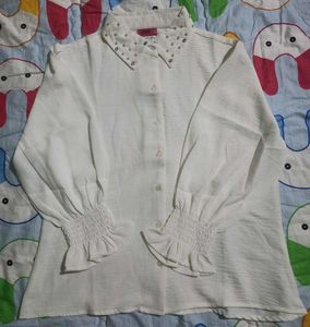White Top with embellished collar