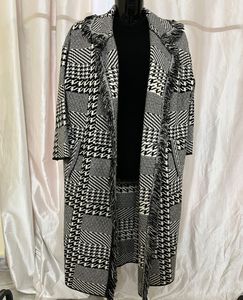 Houndstooth Fringe Coat