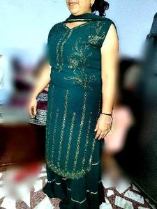 Green Embroidered sharara set