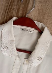 Vintage White Shirt With French Bishop Sleeves.