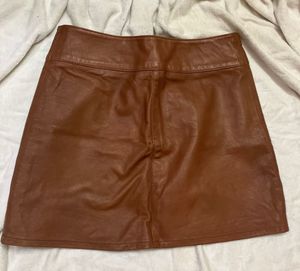 Brown Faux Leather Mini Skirt