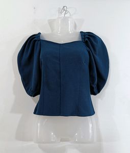 Athena Teal Puff Sleeve Top (Women)