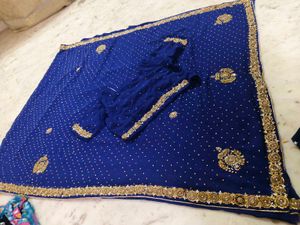Beautiful 😍 Blue Colour Saree With Blouse 🔥