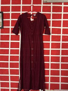 Elegant Maroon Lace Dress