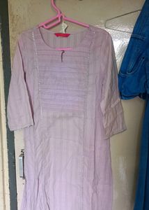 Straight Lavendar Kurti With Silver Borders