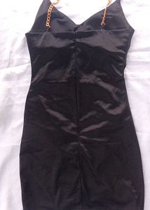 Black Satin Padded  Mini Dress