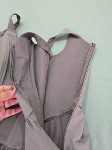 ZARA Grey Corset Flared Mini Dress With Pockets