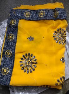 Diwali Offer Bright Yellow Coloured Heavy Saree