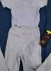 CUTE Y2K PURPLE FLARE LEG CO ORD SET