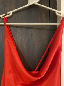 Red Cowl Neck Slip Top