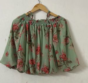 Off Shoulder  Ballon Sleeves Top