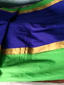 BrandNew ElegantBlue&amp;Green SilkSaree+UnsticheBlous