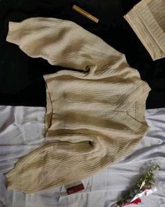 Cream Knit Cropped Sweater