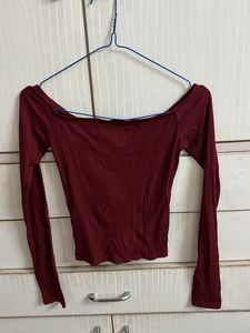 Hollister Ribbed  Board Boat Neck Top