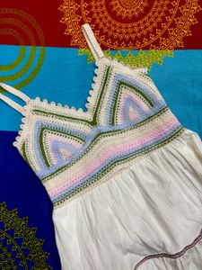 Crochet Trim Sleeveless Dress