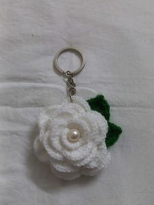 Crochet Rose Keychain