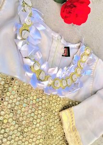 Embroidered Anarkali Dress With Golden Design