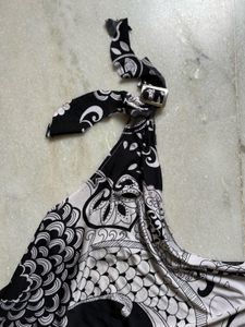 Black &amp; White Paisley Print Mini Dress