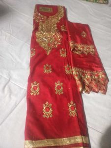 Red &amp; Gold Embroidered Salwar Kameez