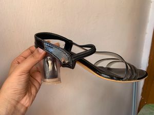 Black transparent trendy heels