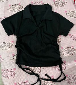 Black Ribbed Crop Top