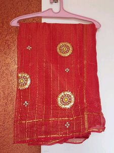 Red Embellished Saree