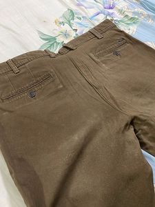 Peter England Slim Fit Pants Brown