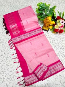 Yellow &amp; Pink Cotton Saree
