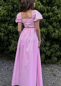 Pink Puff Sleeve Maxi Dress