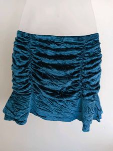 Teal Velvet Mini Skirt