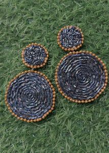 Beaded Statement Earrings Black And Golden