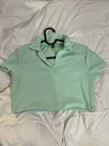 Tokyo Talkies Shirt collar Crop Top