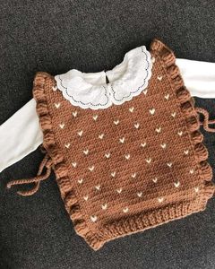 ₹400Free DELIVERY Cute Brown Heart Knit Vest