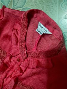 Pink Ruffle Shirt Top
