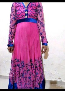 Pink &amp; Blue Embroidered Wedding Dress