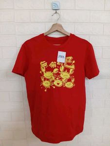 Zara Red Crab Graphic Tee