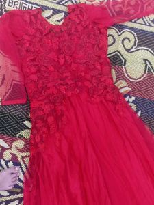 Red Floral Embellished Gown