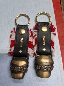 Brass 2 Pcs  Swiss Cowbell Keychains