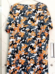 New Streachable Night Dress Orange Grey Black