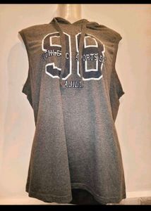 Gray Sleeveless Hoodie T-Shirt