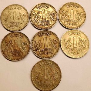 Set Of 7 Big ₹1 Coins For Sale