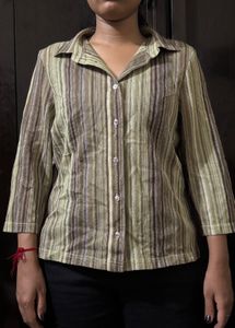 Striped Button-Down Top