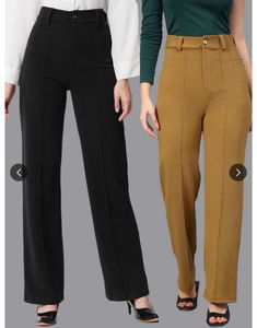 Kotty Straight Pants Set Of Two(Black And Brown)