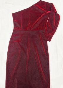 Maroon one shoulder partywear Dress