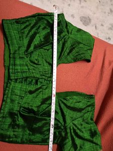 GentlyUsed CottonSilk Saree-RustBlackGreenStripes