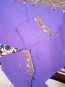 Heavy Hand Work Saree With Blouse