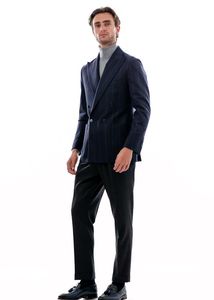 Double Breasted Blazer H&amp;M Blue and brown stripes