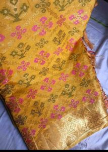 Yellow Banarasi Silk Saree For Haldi Ceremony