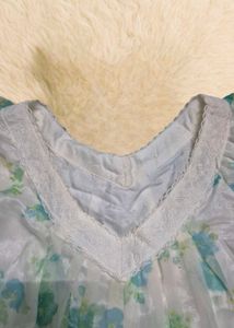 Floral Flutter Sleeve Organza Dress